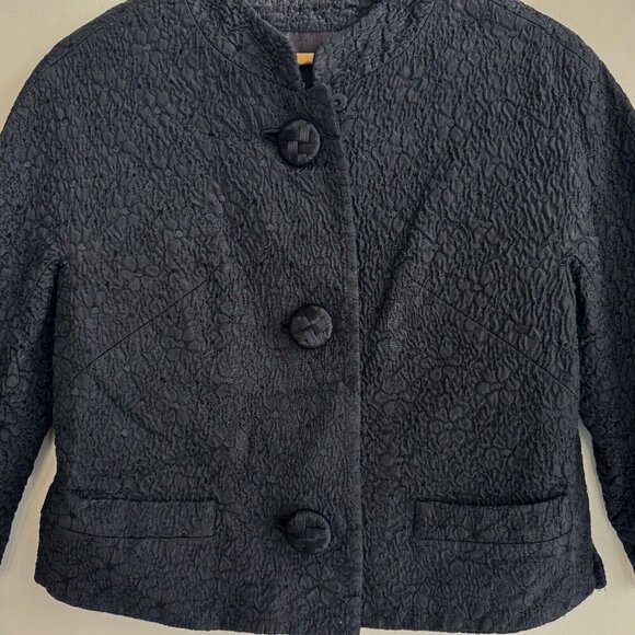 Vintage Natalie Green Micro Quilted Cropped Black Unique Jacket M - Picture 3 of 8